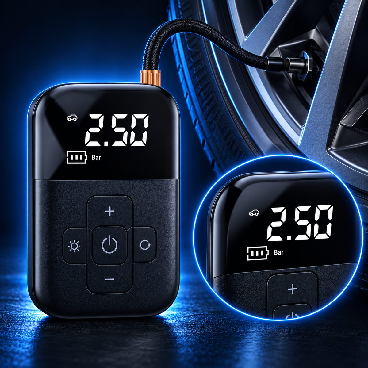 Zenforix Cordless Digital Tire Inflator — Zenforix branded detail view